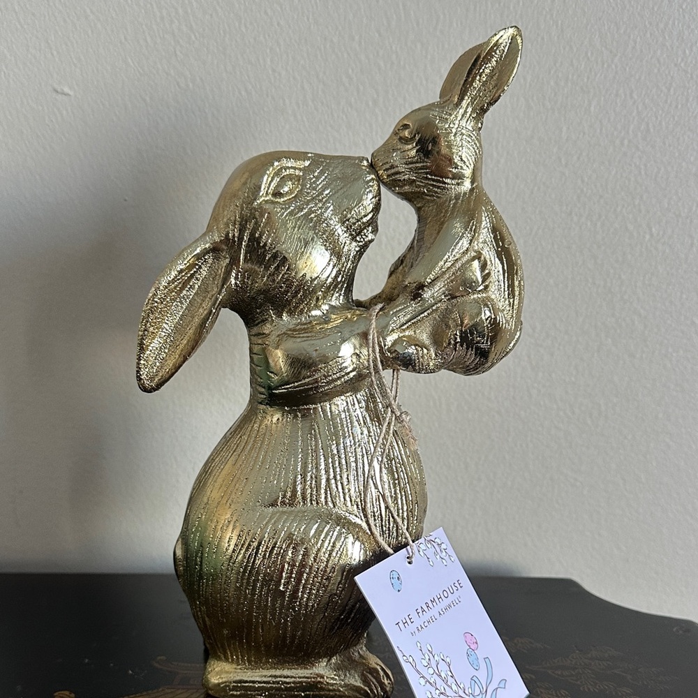 The Farmhkuse by Rachel Ashwell Easter Bunny Rabbit Gold Tone Decor NEW!